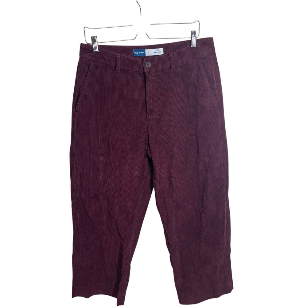 Old navy high rise wide leg corduroy pants maroon burgundy size 12